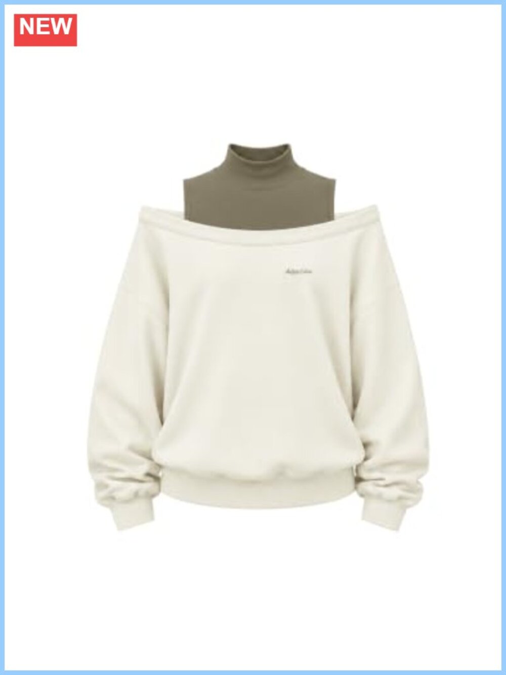 Off Shoulder Mock Neck Boxy Sweatshirt Cotton Poly Streetwear